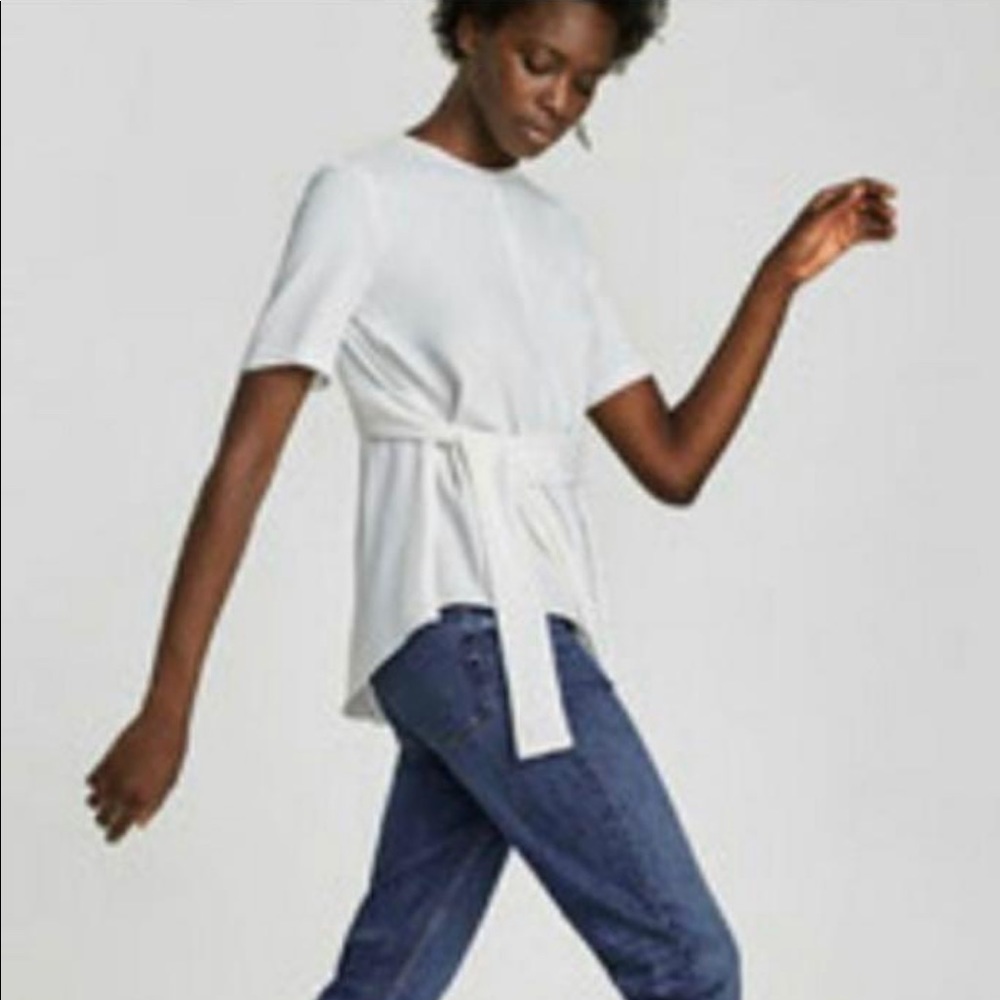 Zara white asymmetrical top